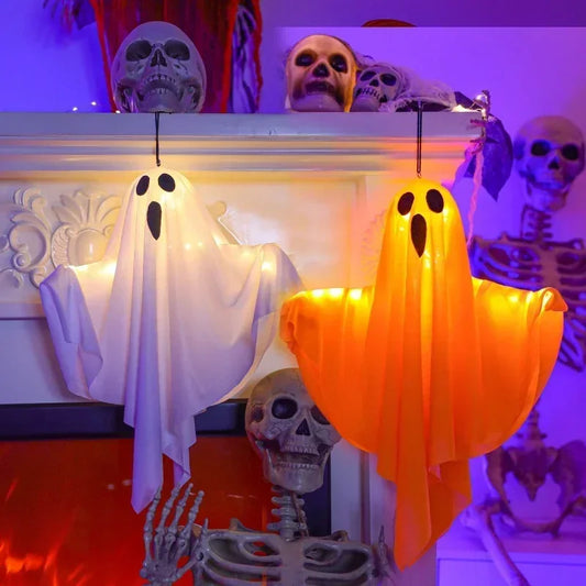 LED Ghost Hanging Halloween Decoration, Orange or White