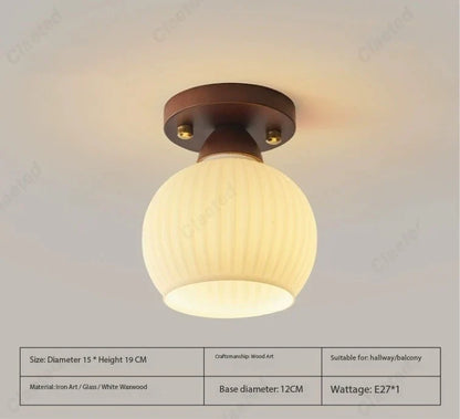 New Japanese LED Cream Wind Glass Ceiling Lamp Living Room Dining Room Porch Aisle Balcony Decorative Lighting