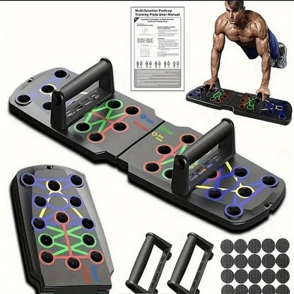 Adjustable Foldable Push-Up Board with Handles – Home Workout Stand for Chest, Triceps, Core & Strength Training