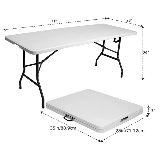 Extra-Large 6ft (183cm) Waterproof Folding Banquet Table – Heavy-Duty Portable Table with Non-Slip Surface for Parties & Outdoor Events