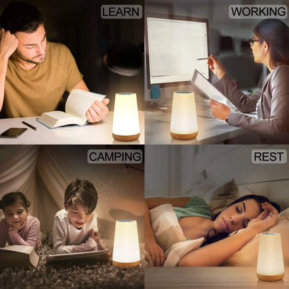 13-Color Touch & Remote RGB Rechargeable Night Light - Dimmable USB Portable Bedside Table Lamp