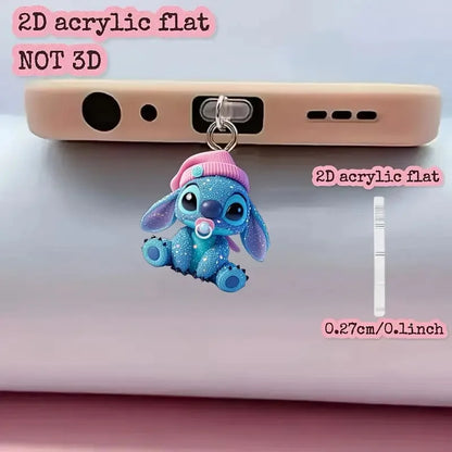 Stitch 2D Phone Dust Plug - Dustproof Charging Port Charm for Type-C & Lightning (Android & iPhone)