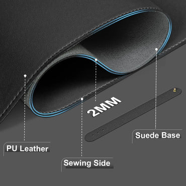 Large PU Leather Desk Pad Non-Slip Stitched Edge Office Mouse Pad and Desk Blotter
