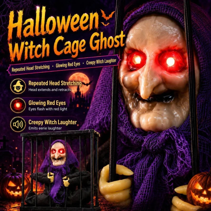 Halloween Witch Cage Hanging Ghost Ornament - Deep Sapphire