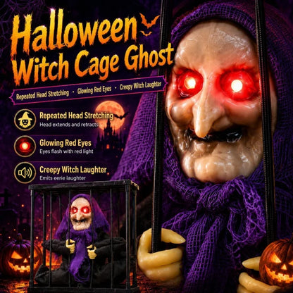 Halloween Witch Cage Hanging Ghost Ornament - Deep Sapphire