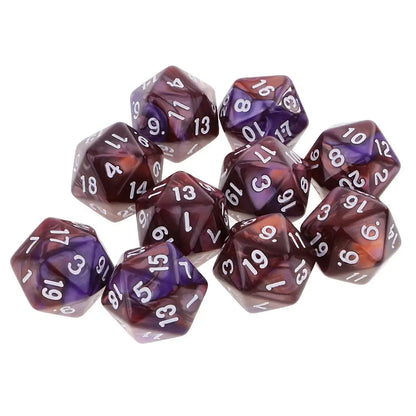 10-Pack Double-Color D20 Polyhedral Dice Set 20-Sided RPG Tabletop Gaming Dice 16 mm (0.63 in)