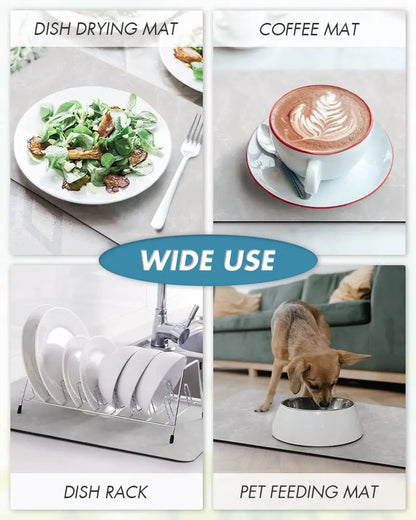 VIKAMA Coffee Machine Mat Rubber Backing Water-Absorbent Dish Drying Pad Kitchen Worktop Drainage Mat Home Decor