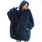 Women's Thick Winter Fleece Hooded Pullover Jacket – Double-Layer Warm Long Hoodie with Pockets