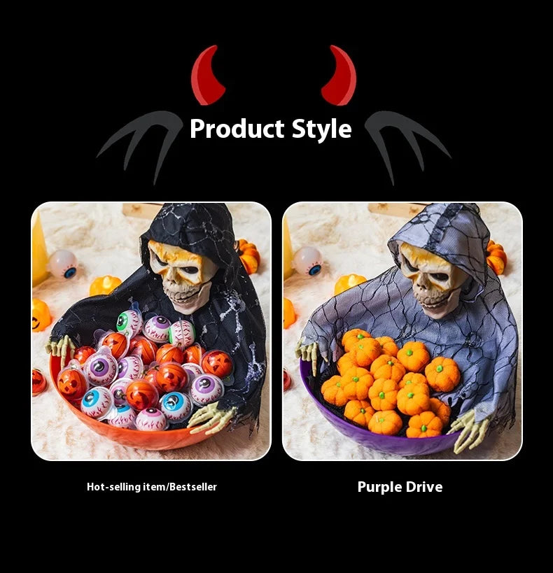 Halloween Pumpkin Candy Plate Decoration, Red or Purple