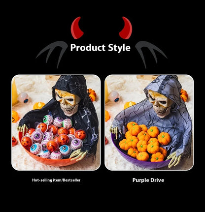 Halloween Pumpkin Candy Plate Decoration, Red or Purple