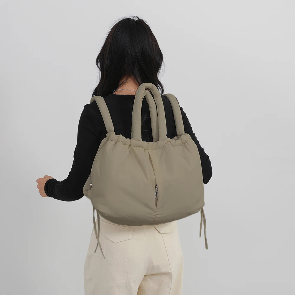 Shunmaii Puffer Tote Bag for Women - Nylon, Large Capacity, Adjustable Strap, Shoulder/Crossbody/Handheld, 47x14x28cm - 10 Colors