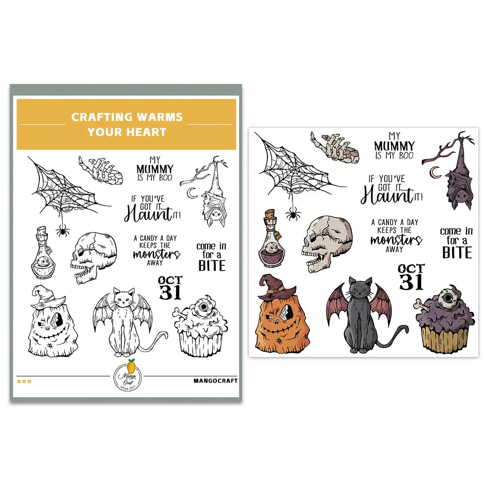 Halloween Transparent Silicone Stamp Set, Coded Designs