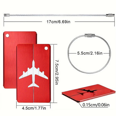 Aluminum Alloy Aircraft Luggage Tag – Metal Travel ID Bag Tag Anti-Lost Solid Color