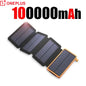 200000mAh Solar Power Bank with Folding Solar Panel Portable Waterproof Fast Charger Dual USB & USB-C for Camping