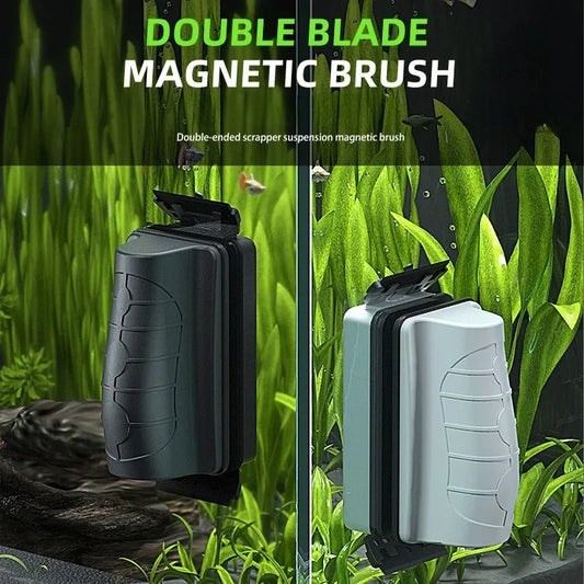 Magnetic Aquarium Algae Scraper Brush – Floating Glass Cleaner for 12–20 in (30–50 cm) Tanks, ≤4 mm Glass (Carbon Fiber Blade)