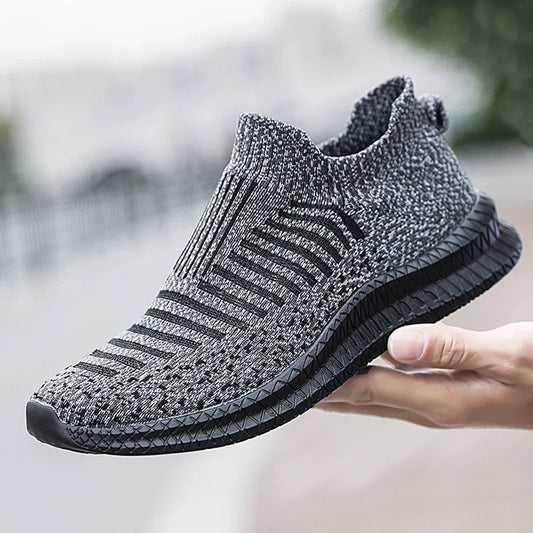 Breathable Men's Lightweight Slip-On Mesh Walking Sneakers - Non-Slip Vulcanized Sole