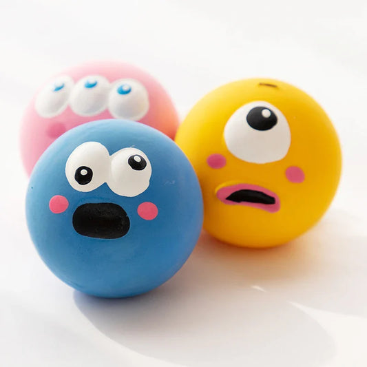 Dog Squeaky Chew Ball - Bite-Resistant Rubber Dental Cleaning Toy
