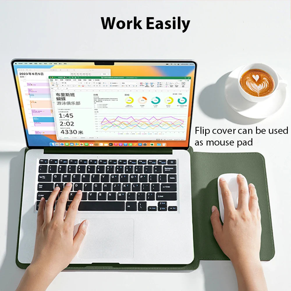 Waterproof PU Laptop Sleeve & Mouse Pad 11–16 Inch — Fits 12.9 Inch Tablet
