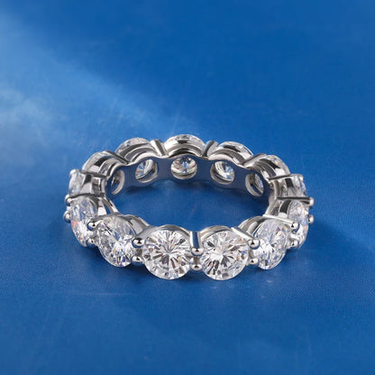 5mm D Color Moissanite Row Ring 925 Sterling Silver Diamond Wedding