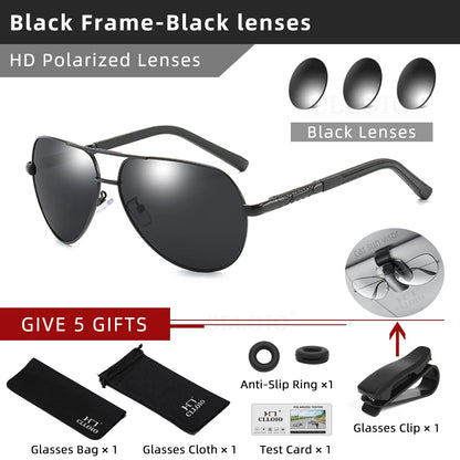 CLLOIO Pilot Polarized Sunglasses for Men & Women – UV400 Aluminum Frame