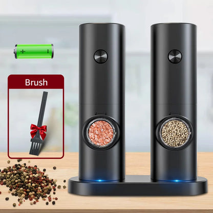 Electric Automatic Salt & Pepper Grinder Set — Battery-Powered Mill with LED Light & Adjustable Coarseness