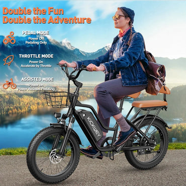 Electric Bike for Adults 20'' 1500W Peak Ebike Up to 50 Miles 32MPH Electric Mountain Bike 48V 20AH Removable Battery UL2849