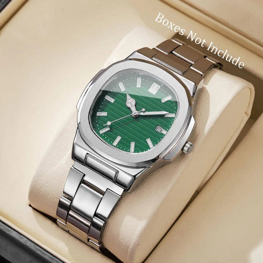 Luxury Men's Square Dial Alloy Strap Quartz Watch - Business & Casual