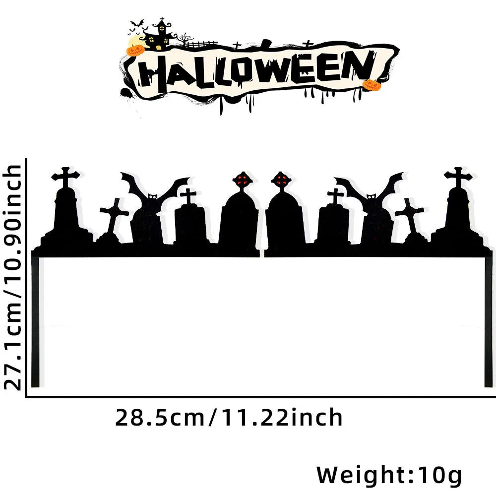 Halloween Door & Window Corner Sticker Decorations – Bats, Pumpkins & Spider Web Non-Woven Frame Decor – 10 Styles