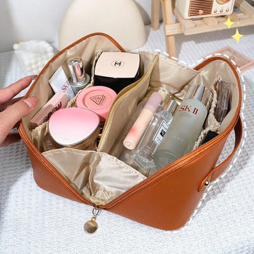 Women's Travel Makeup Bag Luxury Zip Toiletry & Cosmetic Organizer Pouch