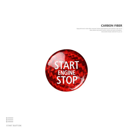 Carbon Fiber Engine Start Stop Button Cover Trim - Red Carbon Fiber Pattern - Interior Switch Protector