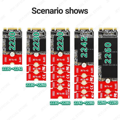 M.2 NVMe SSD Extension Bracket Adapter – Adjustable 2230/2242/2260/2280 NGFF Transfer Plate