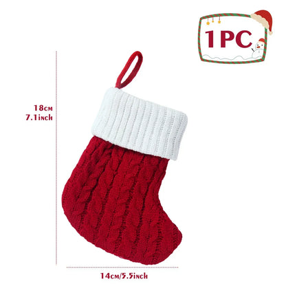 Christmas Socks Knitting Snowflake Letter Stocking Christmas Decoration for Home 2024 Xmas Tree Ornament Gift Navidad Natal A-Z