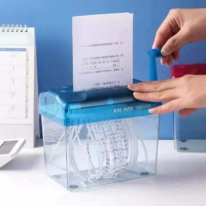 A6 Mini Manual Paper Shredder Hand-Crank Desktop Strip-Cut Office Document Shredder