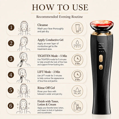 3-Mode LED Red Light Therapy Facial Massager Wand – Handheld Face & Neck Skincare Device for Home Spa