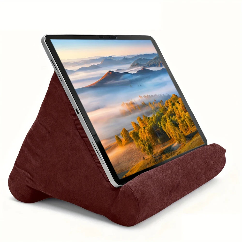 Multi-Angle Sponge Pillow Tablet Stand - Soft Cushion Holder for 7-12 Inch Tablets, Bed & Desk Reading Dock