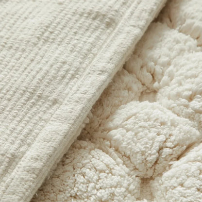 Ivory 2-Piece Cotton Bath Rug Set – 40x60cm&50x80cm Machine Washable Mats for Bathroom, Tub & Shower