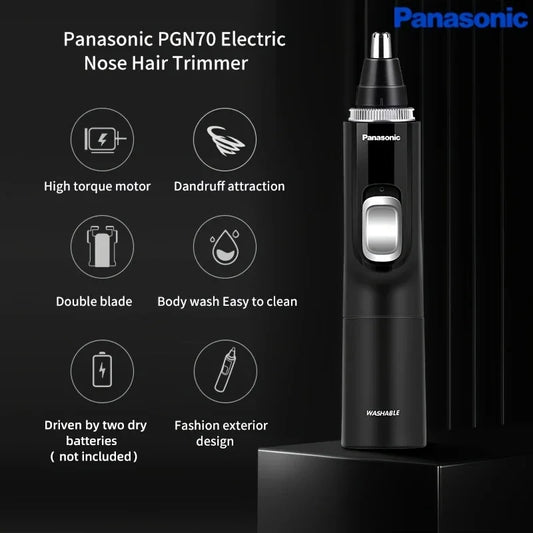 Electric Nose & Ear Hair Trimmer — Battery Powered Full-Body Washable Unisex Nasal Grooming Tool