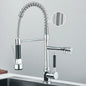 Pull-Down Spring Kitchen Faucet Single Lever Mixer Retractable Dual Spout Hot & Cold Stainless Steel