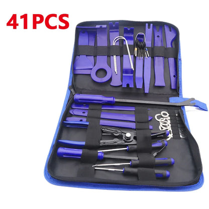 Car Panel Trim Removal Tool Kit — 5/11/41-Piece Pry Sets for Dash, Door & Audio Install (Blue/Red)