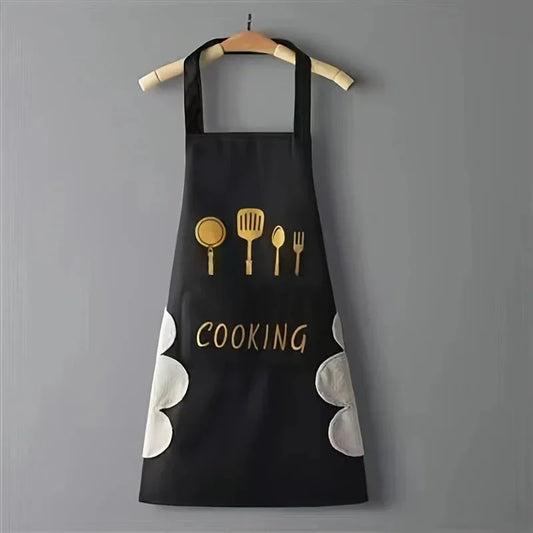 Unisex Adjustable Kitchen Apron – Solid Color PVC Cooking Apron with Pocket