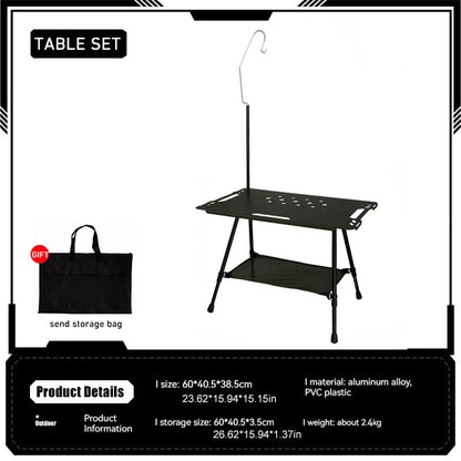 Folding IGT Tactical Camping Table - Adjustable Aluminum Portable Picnic Table