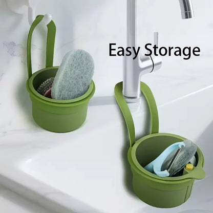 Press-Down Drain Basket Food Strainer & Sink Organizer for Kitchen and Bathroom