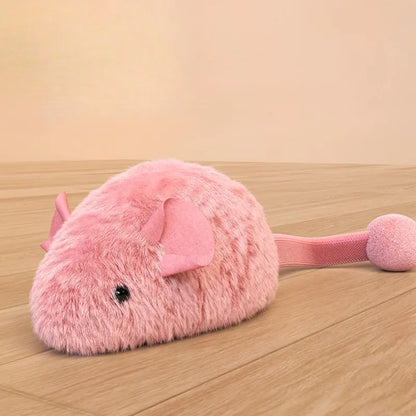 Interactive Plush Cat Mouse Toy, Auto-Moving Luminous Squeaker for Indoor Kitten Play