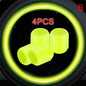 4-Pack Luminous Tire Valve Stem Caps 16×12×12mm (0.63×0.47×0.47 in) Glow-in-the-Dark Rhinestone Wheel Caps for Car Motorcycle Bike