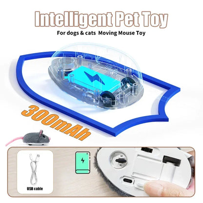 Motorized Interactive Plush Mouse Cat Toy - Fast-Moving Electronic Pet Toy for Cats