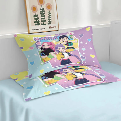 3-Piece K-Pop Demon Hunters Printed Microfiber Bedding Set, Soft 100% Polyester, Machine Washable, Fits Beds 3.3–9 ft (1.0–2.8 m)