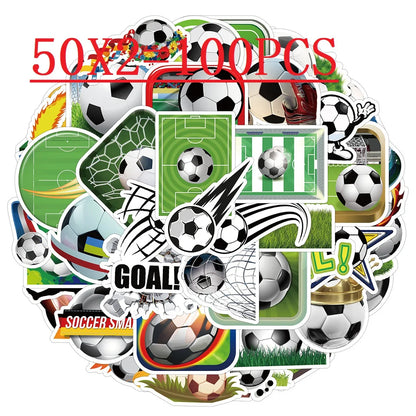 50/100PCS Football Graffiti Stickers Sports Ball Waterproof Decorative Stickers Creative Football Stationery Stickers