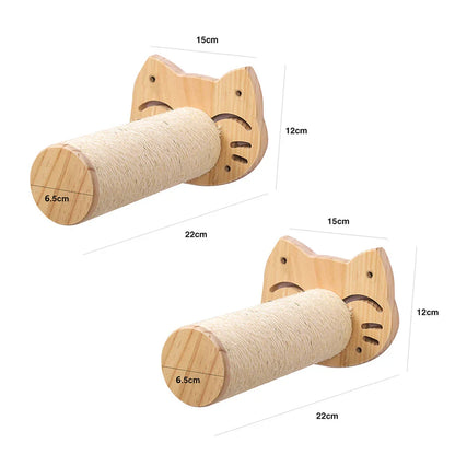 Wall-Mounted Cat Climbing Shelves with Steps, Scratching Post and Hideaway Bed