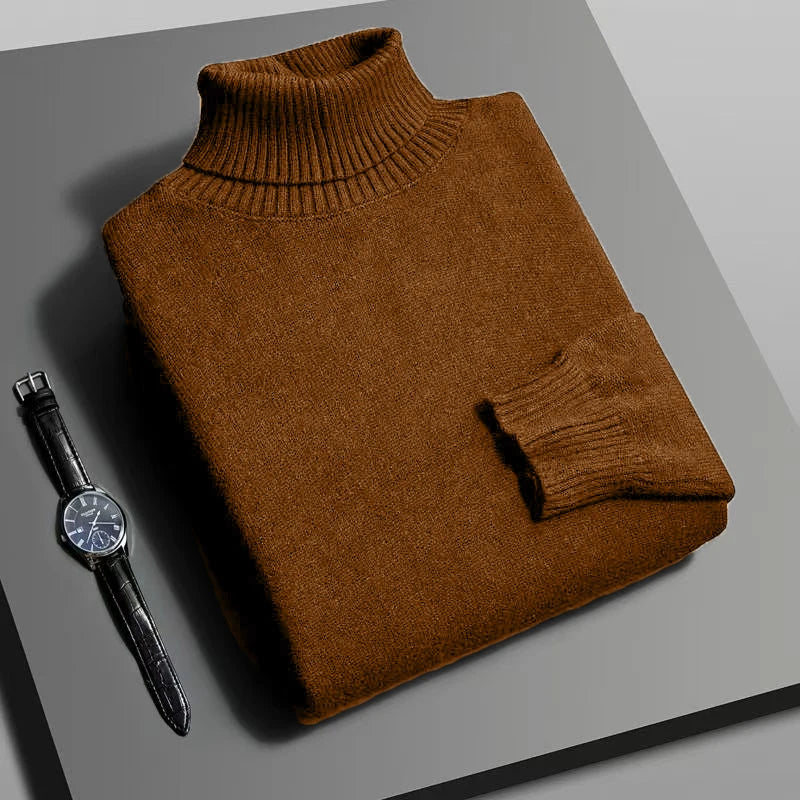 Men's Slim Fit Knit Turtleneck Sweater – Anti-Pilling Long Sleeve Pullover for Autumn & Winter