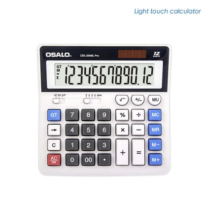 Solar-Powered 12-Digit ABS Calculator — Dual Power (Solar + AA), Office & Student Financial Calculator